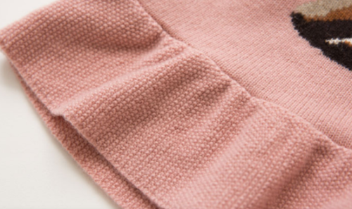 rosa Farbe süßes Mädchen Kaschmirkleid Pullover mit Kaninchenmuster