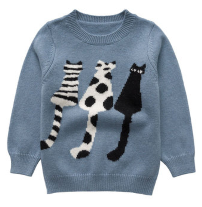 girl cashmere sweater with cats pattern