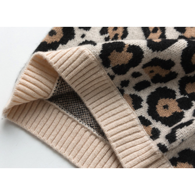 wholesale girl cashmere sweater with leopard pattern pullover China vendor