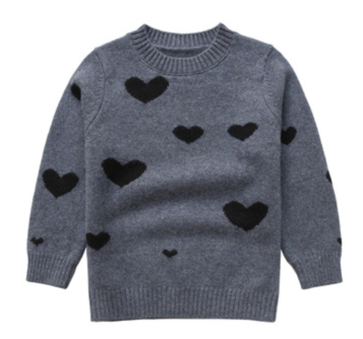 kid cashmere sweater with heart pattern pullover