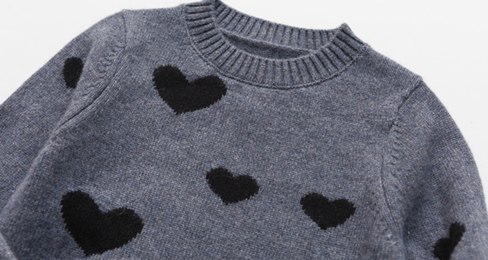 kid cashmere sweater with heart pattern pullover
