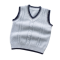 wholesale boy v-neck cashmere grey cable knitting gilet with strip China vendor