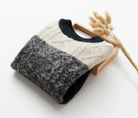 kid organic cashmere cable knit pullover in black color