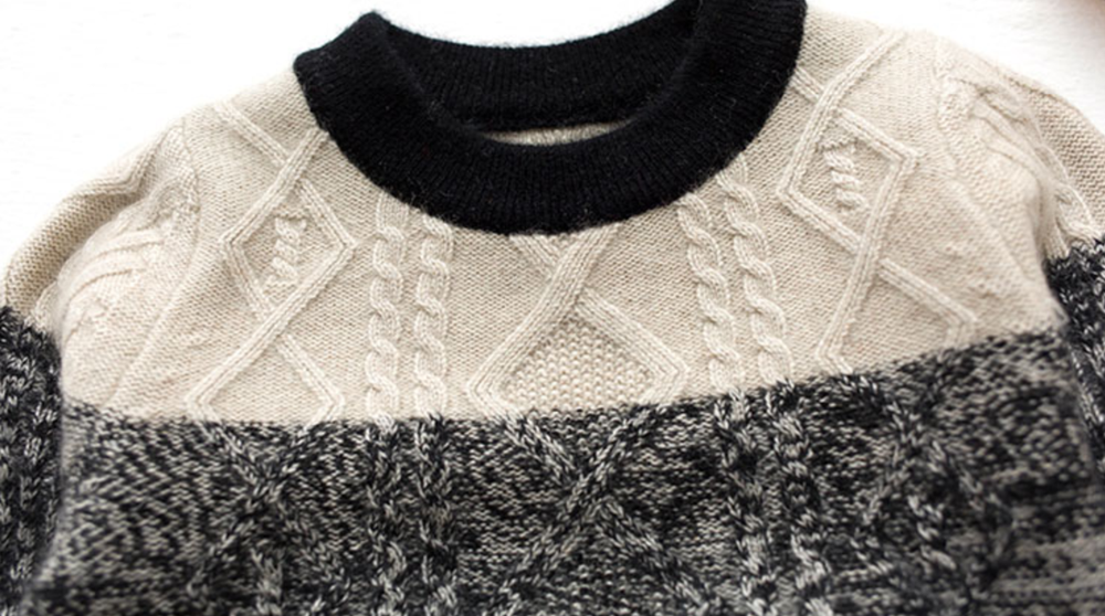 kid organic cashmere cable knit pullover in black color