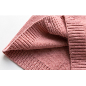 Wholesale pink color cute girl special rib cashmere sweater with round neck China manufacturer