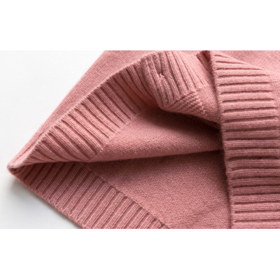 Wholesale pink color cute girl special rib cashmere sweater with round neck China factory