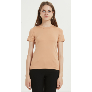 T-shirt en coton supima à manches courtes pour femmes de couleur unie