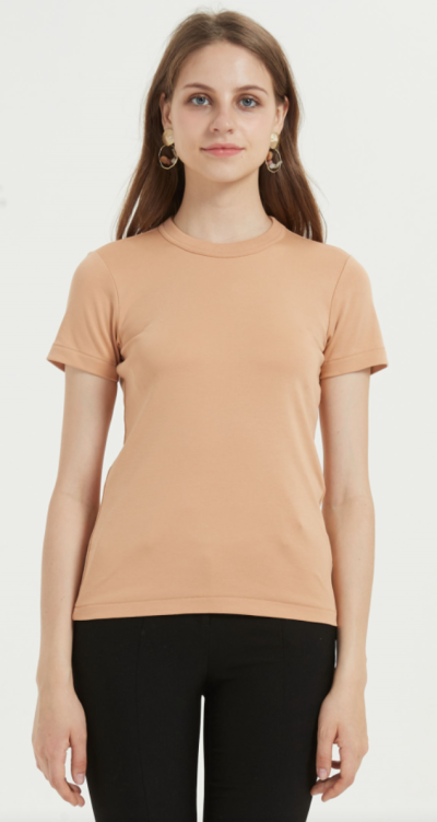 Kurzarm Supima Baumwolle Frauen T-Shirt mit einfarbigen