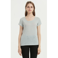 Mode Frauen T-Shirt mit kurzen Ärmeln und einfarbig