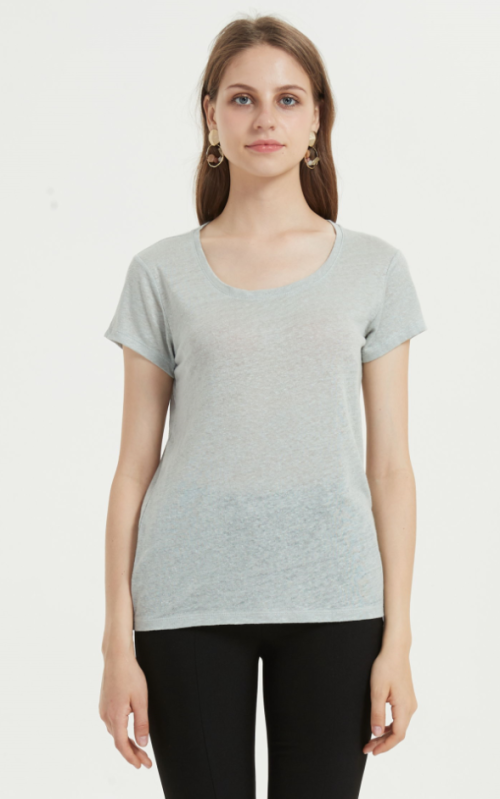 camiseta de mujer de moda con manga corta y color liso