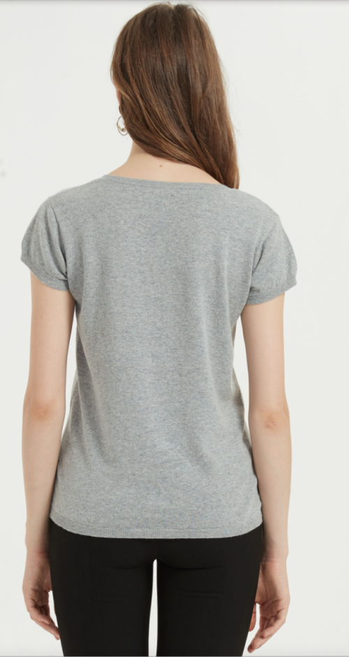 Kurzarm-Damen-T-Shirt aus einfarbiger Baumwolle aus Leinen für den Sommer
