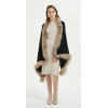 Wholesale fashion oversize pure cashmere ladies poncho with fur collar China manufacturer