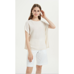 夏の素敵な半袖純粋なカシミヤの女性のtシャツ