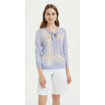 High quality wholesale women latest intarsia silk cashmere sweater in reasonable price