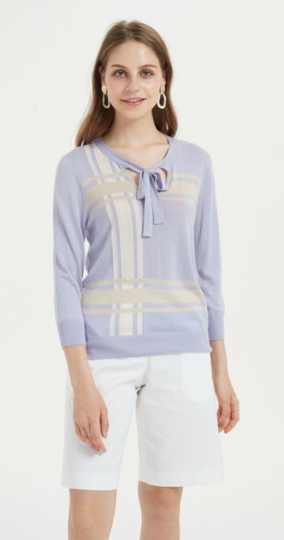 High quality wholesale women latest intarsia silk cashmere sweater in reasonable price