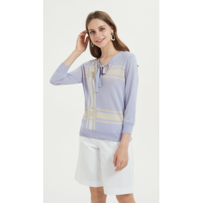 High quality wholesale women latest intarsia silk cashmere sweater in reasonable price