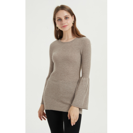 maglione da donna in puro cashmere leggero con colore naturale
