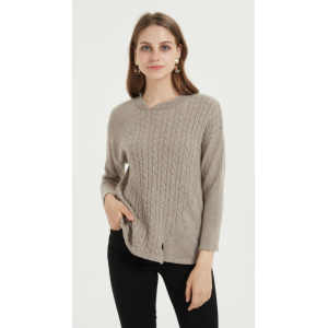 чистый женский кашемировый пуловер с натуральным цветом