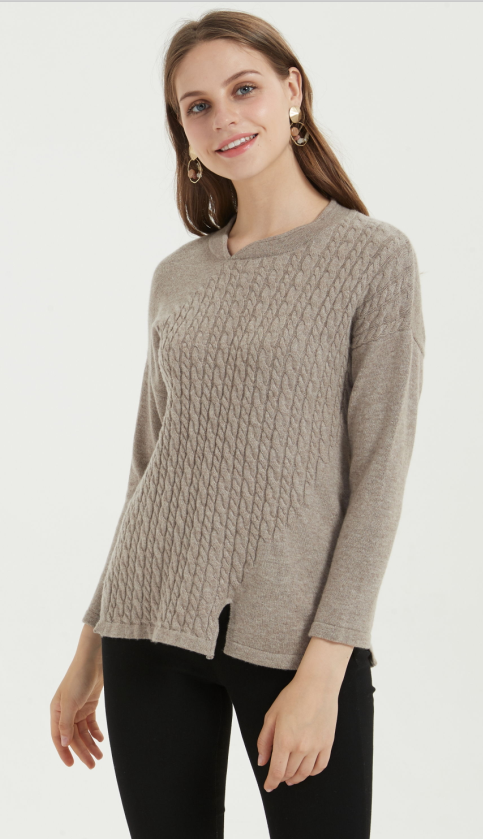 чистый женский кашемировый пуловер с натуральным цветом
