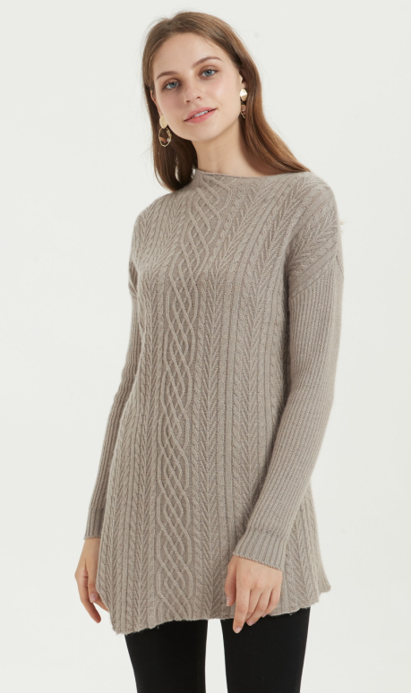 suéter de mujer de cachemir puro de nuevo diseño con color natural