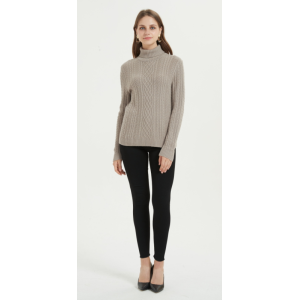 maglione da donna in puro cashmere con colore naturale per l'autunno e l'inverno
