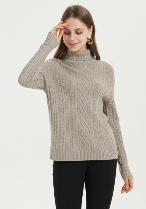 женский кашемировый свитер натурального цвета для осени и зимы