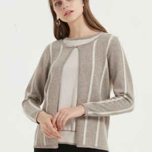 wholesale high quality women pure cashmere swaeter with stripes in low price