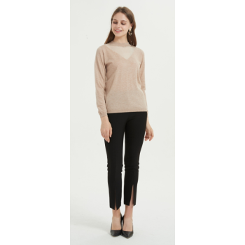 New Arrival crew neck pure cashmere women sweater with solid color for fall winter China supplier