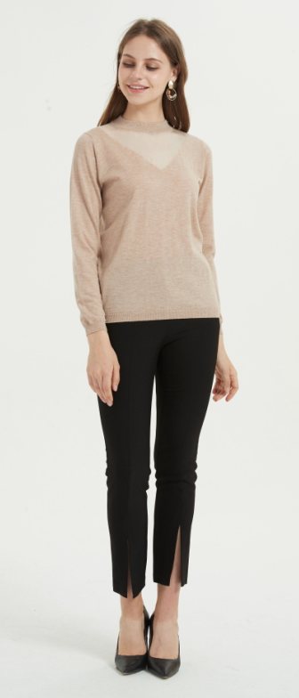 New Arrival crew neck pure cashmere women sweater with solid color for fall winter China supplier