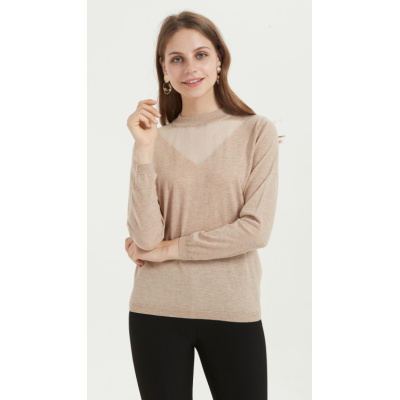 New Arrival crew neck pure cashmere women sweater with solid color for fall winter China supplier