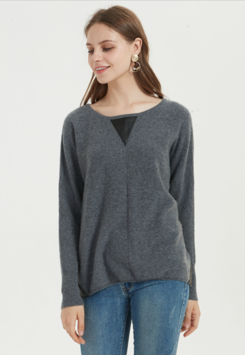 suéter de mujer de cachemir puro de gran tamaño con color liso