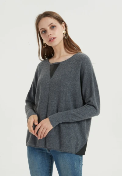 New Arrival custome design oversize pure cashmere women sweater with solid color China supplier