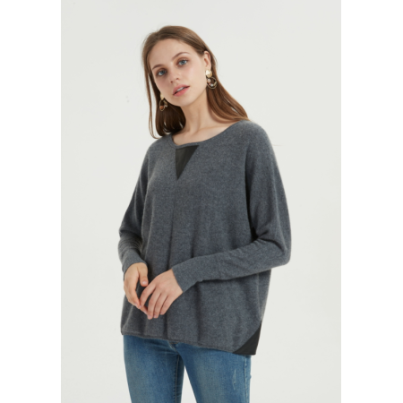 suéter de mujer de cachemir puro de gran tamaño con color liso