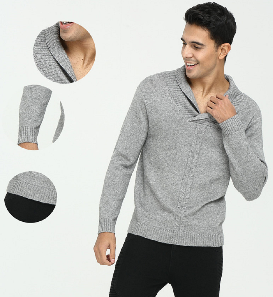 OEM design high end men's pure cashmere Vneck pullover knitwear with ...