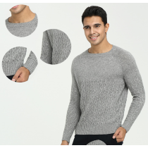Custom design high quality men's pure cashmere round neck sweater with full cable knit China factory