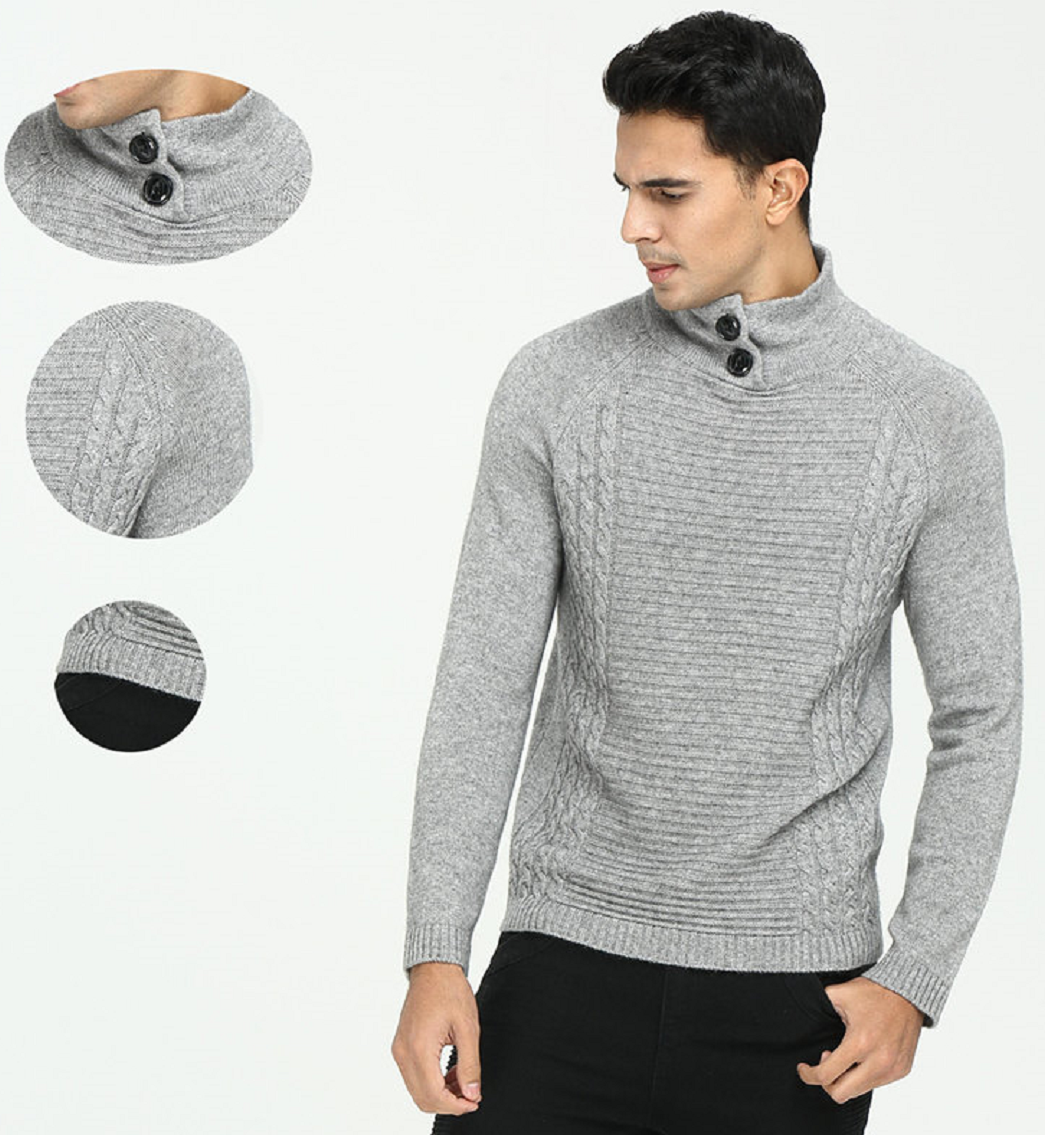 OEM China factory high quality men's pure cashmere turtleneck pullover ...