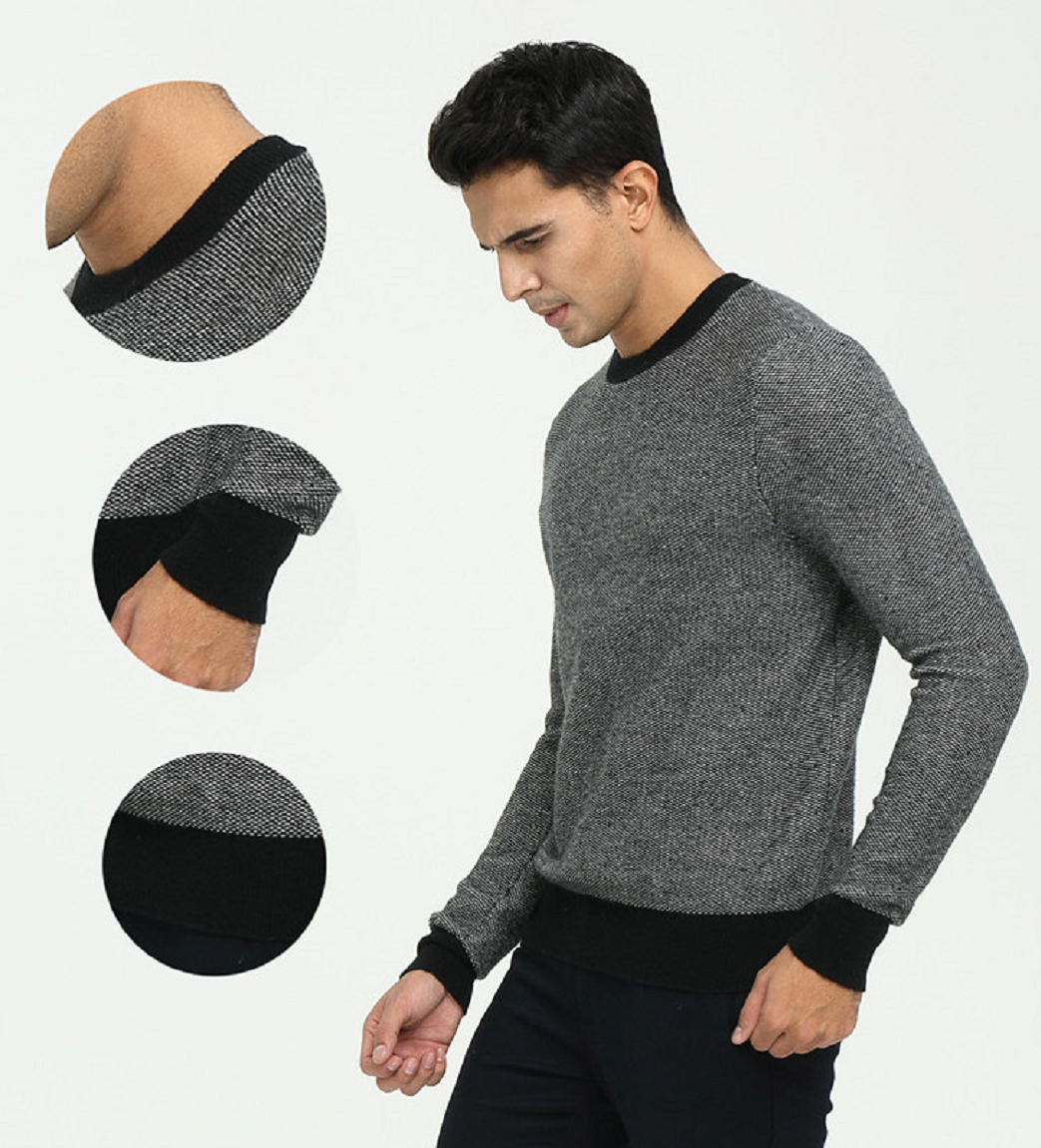 OEM factory high quality men's pure cashmere roundneck pullover sweater ...