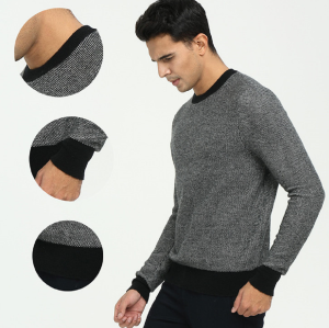 Runder Kaschmir-Roundneck-Pullover für Herren mit Freizeitkleidung