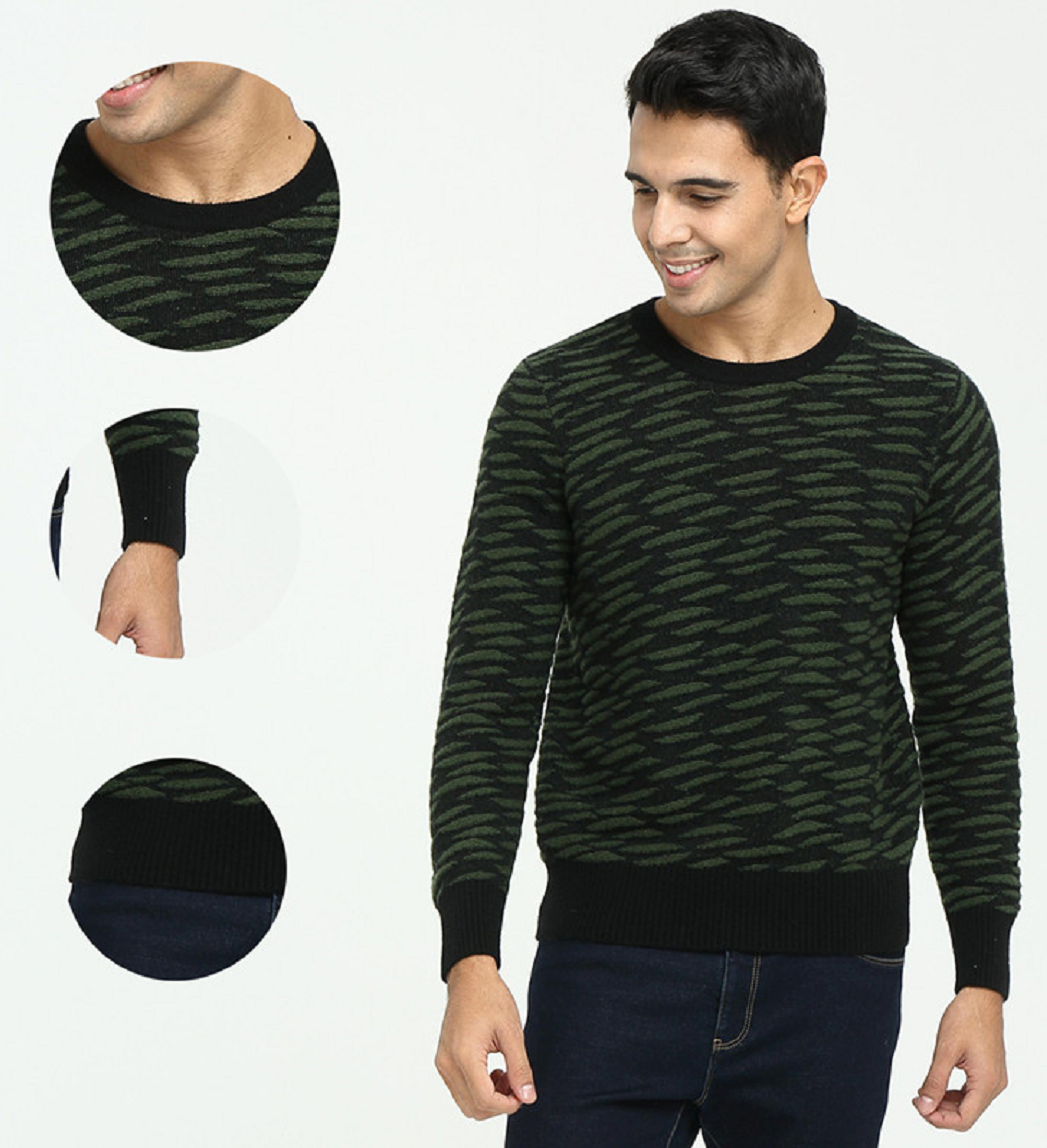 Men's Pure Cashmere Roundneck pullover with patterns