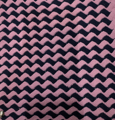 Knitted Cashmere Pattern in 100% Cashmere Yarn with new Black and Pink Stripes Design