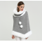 Wholesale Fashion High Quality Women Cashmere Poncho with Fur Collar