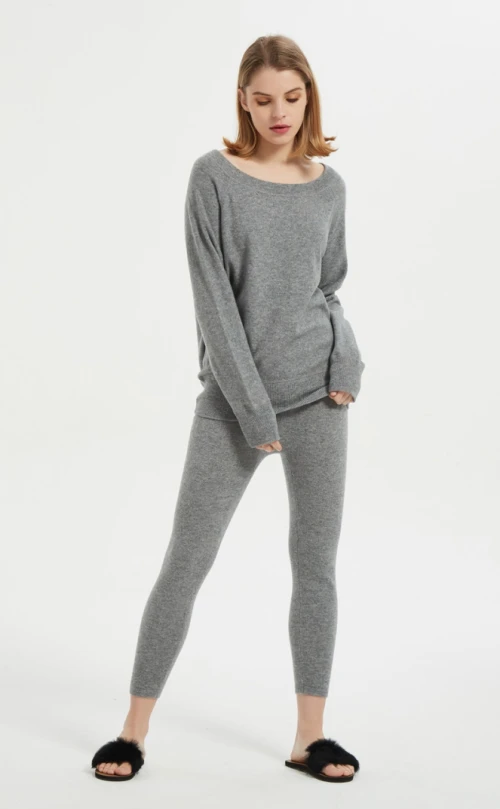 Wholesale high quality ladies cashmere round neck pullover knitwear nightwear from Chinese factory