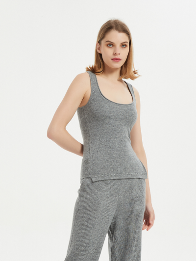 Wholesale OEM ladies pure cashmere tank top knitwear nightwear from Chinese manufacturer