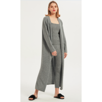 Wholesale OEM ladies pure cashmere long cardigan nightwear from Chinese manufacturer