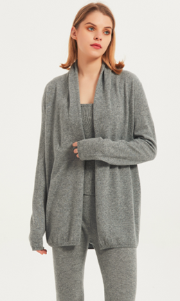 Wholesale high quality ladies cashmere flanging cardigan knitwear nightwear from Chinese factory