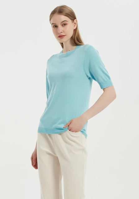 2021 New Design Ladies Anti-Bacterial Silk Cashmere T-shirt From Chinese Supplier