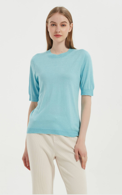 2021 New Design Ladies Anti-Bacterial Silk Cashmere T-shirt From Chinese Supplier