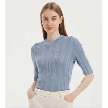Chinese Leading Cashmere Silk Supplier Anti-Bacterial Short Sleeves' Tshirt