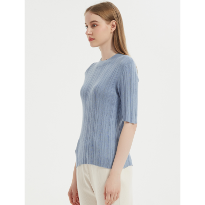 Chinese Leading Cashmere Silk Supplier Anti-Bacterial Short Sleeves' Tshirt