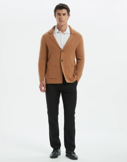 New design high quality mens open front business cashmere sweater blazer from China